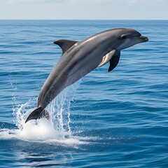 Fototapeta premium Dolphin leaping from water, energetic and majestic marine mammal in motion