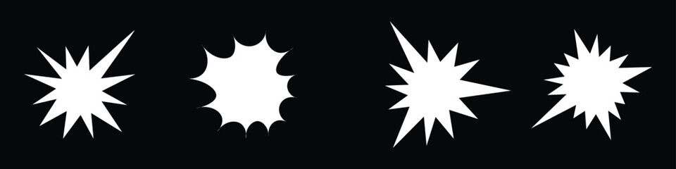 Explosion spark icon vector. White comic burst and star flash collection, abstract blast and impact symbol. Vector illustration. © MdNurul