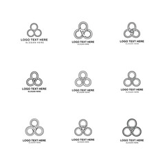 Minimal Abstract Triple Loop Knot Logo Set in Clean Line Style Vector Illustration.