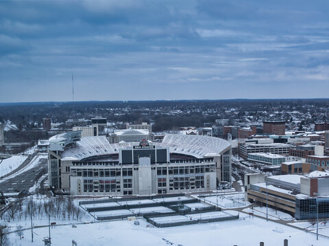 Ohio Stadium in Columbus, Ohio, on the campus of Ohio State University. The home venue of the Ohio State Buckeyes football team. Also known as "The Horseshoe", "The Shoe" Winter USA 2026