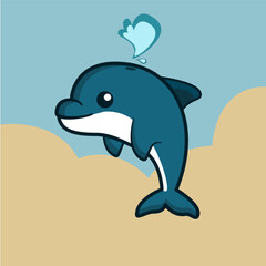 Naklejka premium dolphin jumping in water and splashing water