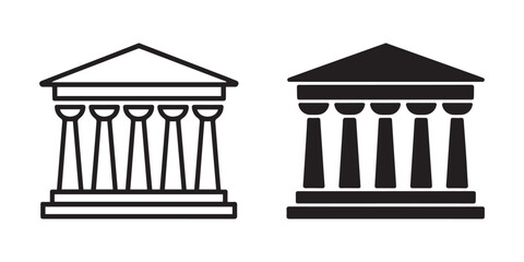 Fototapeta premium Classical Building with Columns Icon Set