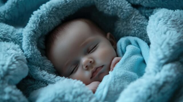 Baby Wrapped in Blue Blanket