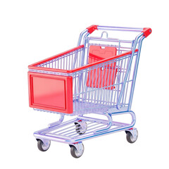 Shopping cart with red and blue design