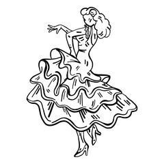 Woman flamenco dancer hand drawn