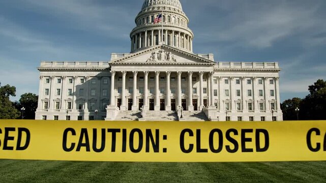 US Capitol Building Closed Government Shutdown Caution Tape