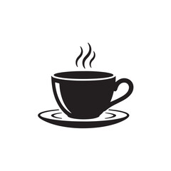 Obraz premium Hot Coffee Cup Icon Black and White Vector
