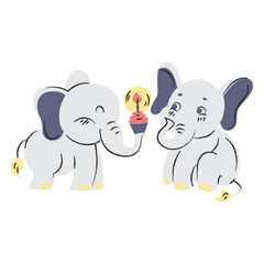 Obraz premium Cute birthday elephants hand drawn