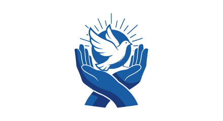 Obraz premium Symbolic Representation of Peace and Protection with Dove and Hands.