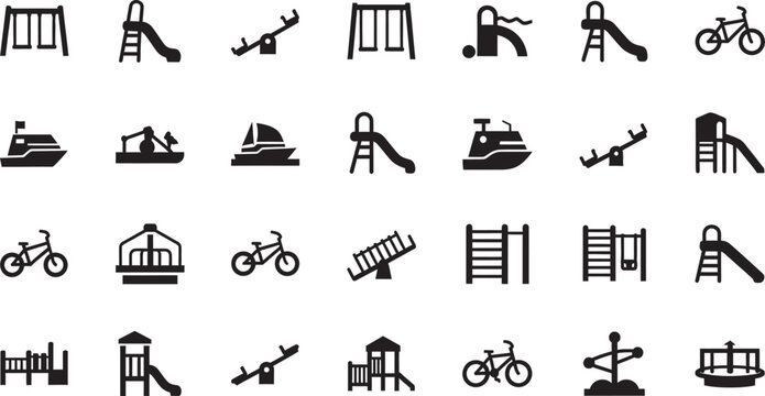 Set of playground icons isolated on transparent background