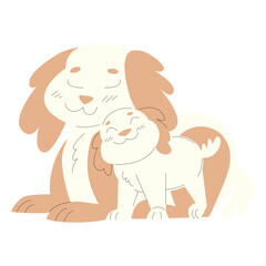 Fototapeta premium Animals mom and baby dogs illustration