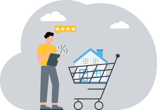 House on discount,House expense and cost, too expensive payment or high interest rate mortgage concept