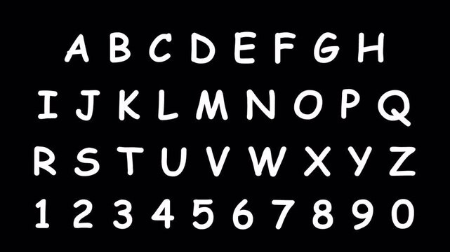 Alphabet text animation from a to z on transparent background, Kids Learning Alphabet A&ndash;Z and Numbers 0&ndash;9 Animation, Colorful Handwritten Typography in 4K