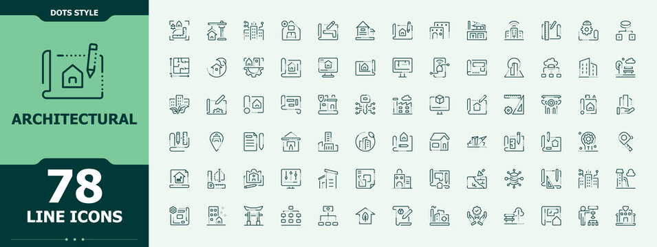 Architectural icon. Sign and Symbol. Drawing icon set. Contains related to engineering, house, engineer, design, architecture and more.