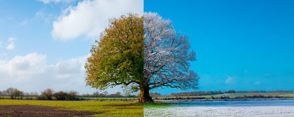 The same tree in two different seasons