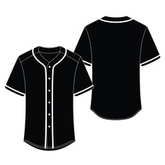 Black baseball jersey mockup with white trim front and back views