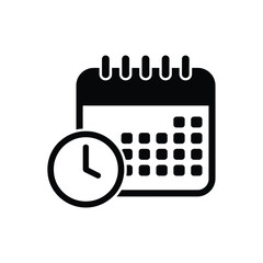Simple calendar icon with a clock representing scheduling or appointments