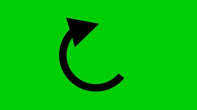 Animated minimalist black directional arrow on green background. Loop animation