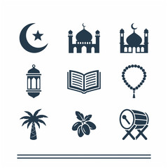 Ramadan symbols and Islamic icons in elegant design