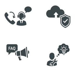 Business communication and technology icons for modern workspace