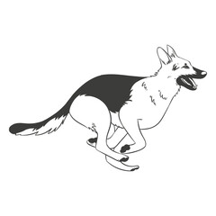Fototapeta premium German shepherd running hand drawn dog