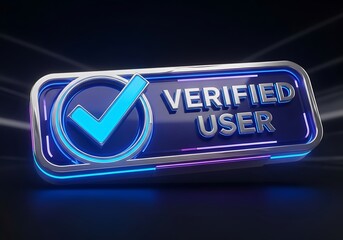 Verified user badge with checkmark icon on dark background with neon lights