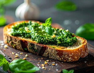 B&auml;rlauchpesto auf frischem Brot