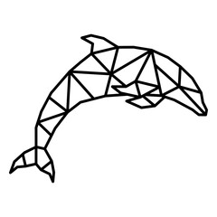 Simple polygonal stroke jumping dolphin © Vexels