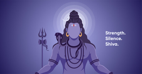 Naklejka premium Maha Shivratri Meditation Illustration of Lord Shiva on Blue Background