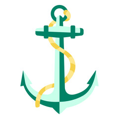 Anchor with long rope semi flat © Vexels