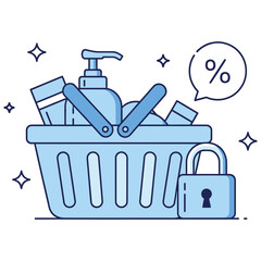 Obraz premium Online shopping cart discount illustration isolated transparent background vector for ecommerce sale marketing and digital design use