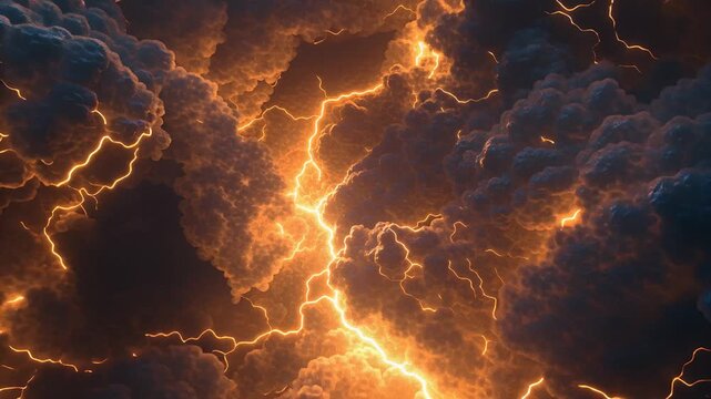 Intense Lightning Storm Illuminating Dark Volcanic Ash Clouds
