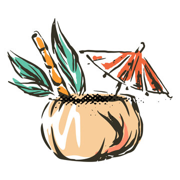 Tropical drink coconut umbrella