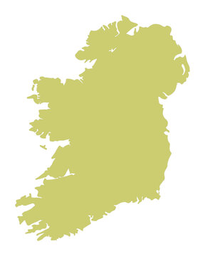 Outline map of Ireland in a simple solid green color representing the island nation for travel and geography concepts isolated on a white background