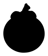 Fototapeta premium Black silhouette of a mangosteen fruit simple vector icon for healthy eating and tropical concepts isolated on white