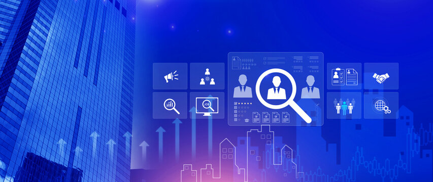 Job search concept. HR or Hiring Human Resources, unemployment finding job search for resume register job interview, find your career. headhunting and recruitment process. not ai