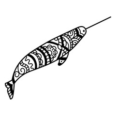 Narwhal side mandala style © Vexels