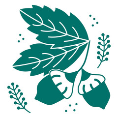 Ornamental acorns and leaves cut out © Vexels