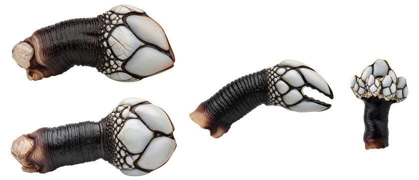 A set of fresh goose barnacles also known as percebes isolated on a clean white background.