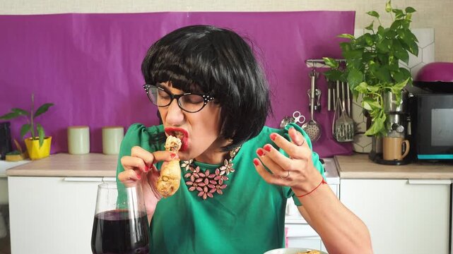 a woman eating chicken soup