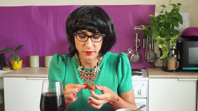 a woman eating chicken soup