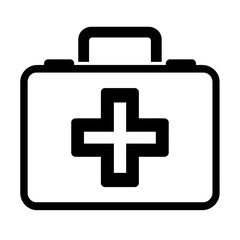 Obraz premium First Aid Kit Medical Emergency Icon Vector - Healthcare Safety Briefcase Symbol for Hospital, Rescue, and Medicine Equipment
