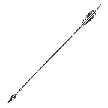 Pointy long fletching archery arrow cut out