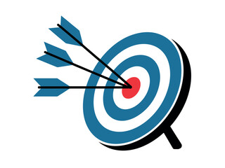 A graphic illustration of a target with three arrows hitting the bullseye, symbolizing accuracy and success.