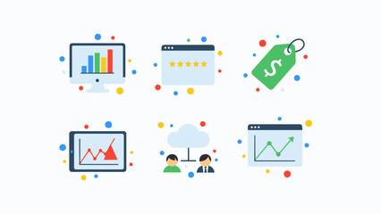 Visual representation of digital marketing analytics and sales strategies Vector
