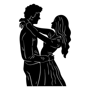 Fancy couple slow dancing cut out