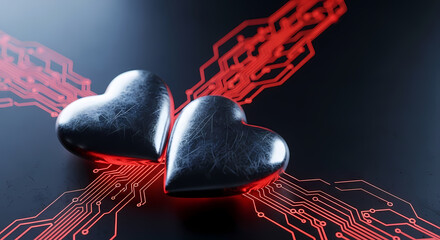 ハート,電子回路,愛のイメージ,背景素材