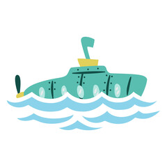 Obraz premium Submarine flat navigating