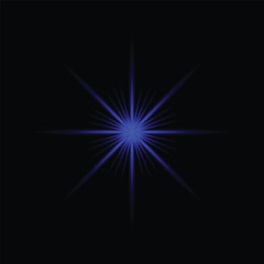 Glowing blue star on black background