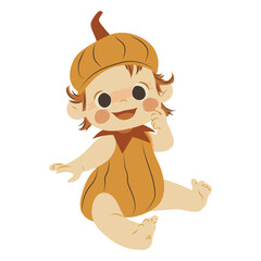 Obraz premium Baby with pumpkin costume